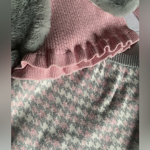 Pink and Gray sweater skirt furry vest set Girls size 5/6 Rachel Zoe - Picture 5 of 8